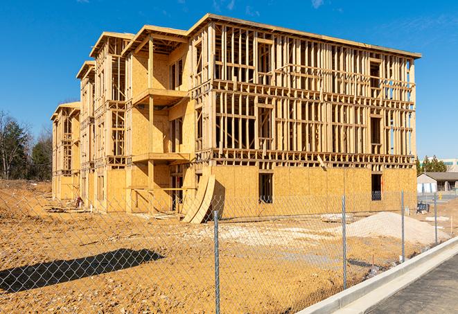 a close-up of temporary chain link fences, keeping the construction area safe and secure in Newhall, CA